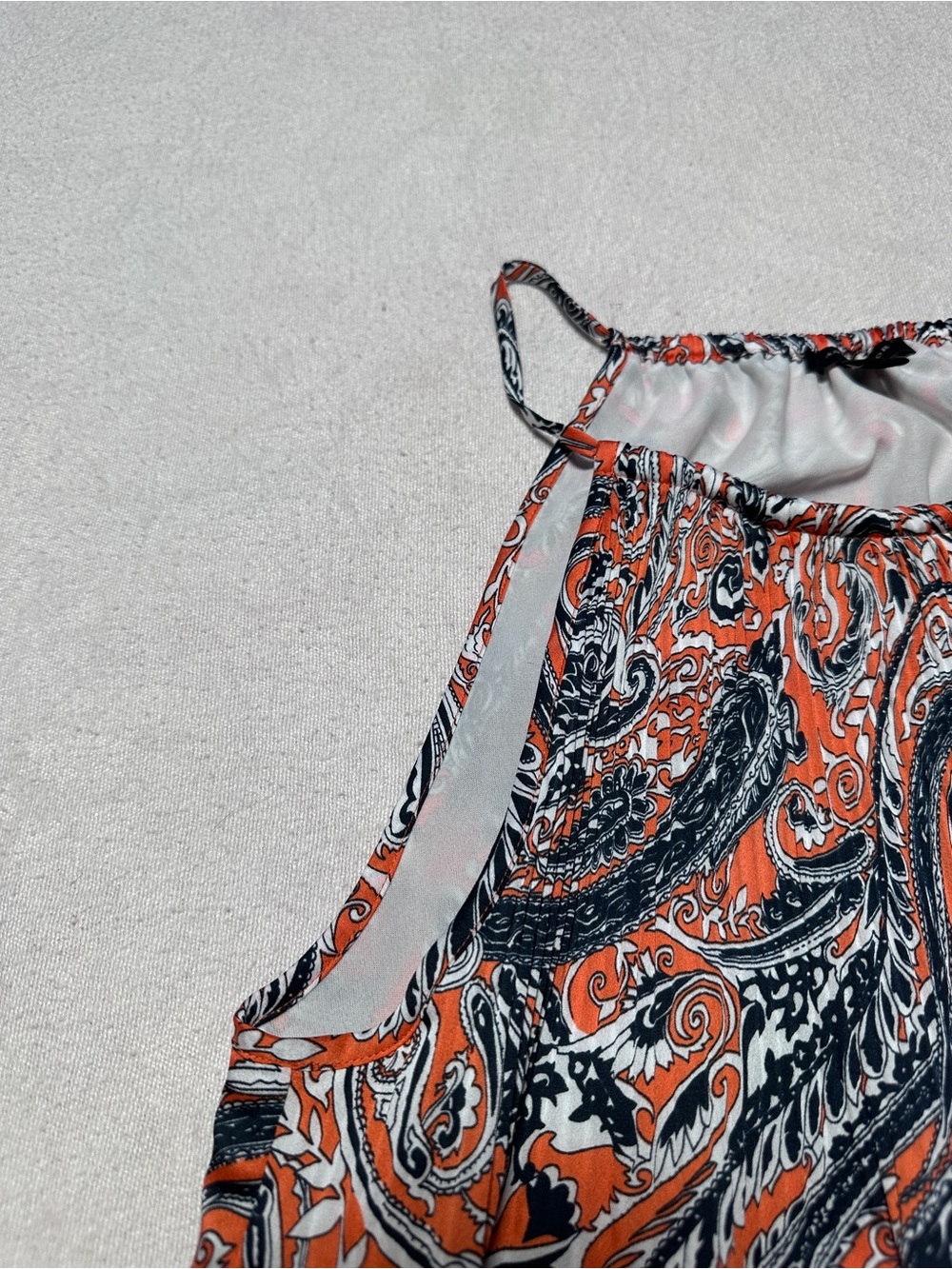 Ann Taylor Paisley Halter Tank in Orange and Black - Picture 4 of 11